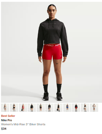 Nike Pro women's biker shorts
