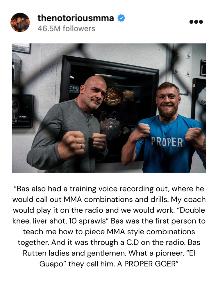 Bas Rutten with Conor McGregor - McGregor's testimonial about Bas's training system