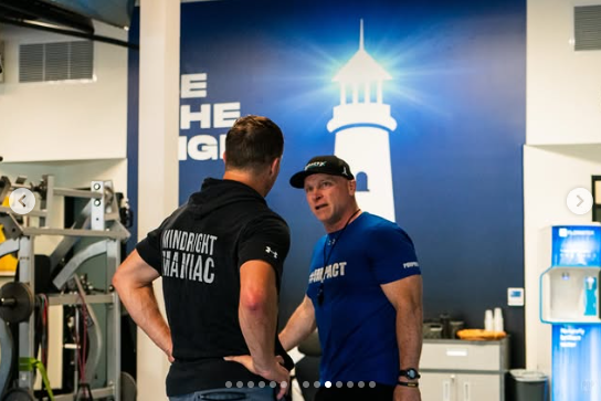 Todd Durkin with Drew Brees in the Be the Light gym