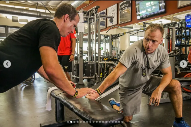 Drew Brees and Todd Durkin training together in the gym
